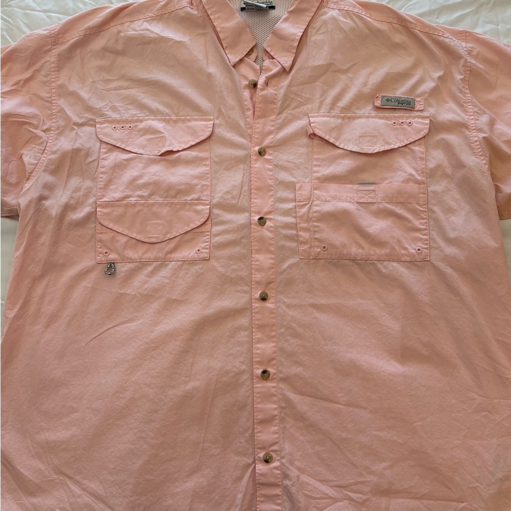 Vintage Columbia PFG Men's Pink Short Sleeve Shirt